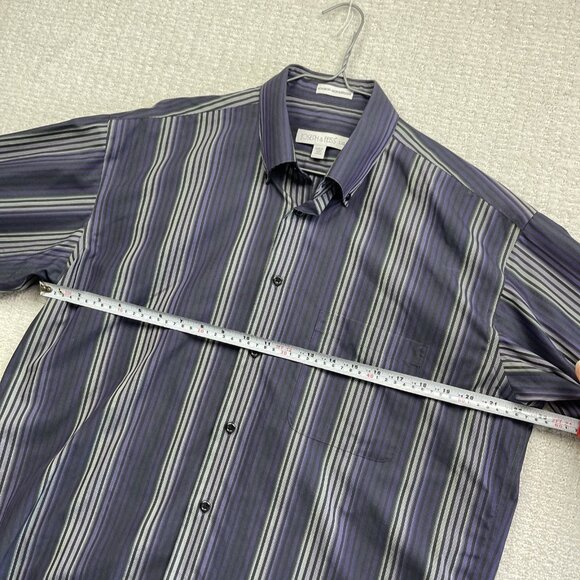 Joseph & Feiss Dress Shirt Men L Retro Purple Striped Classic Preppy Non-Iron - Picture 9 of 16